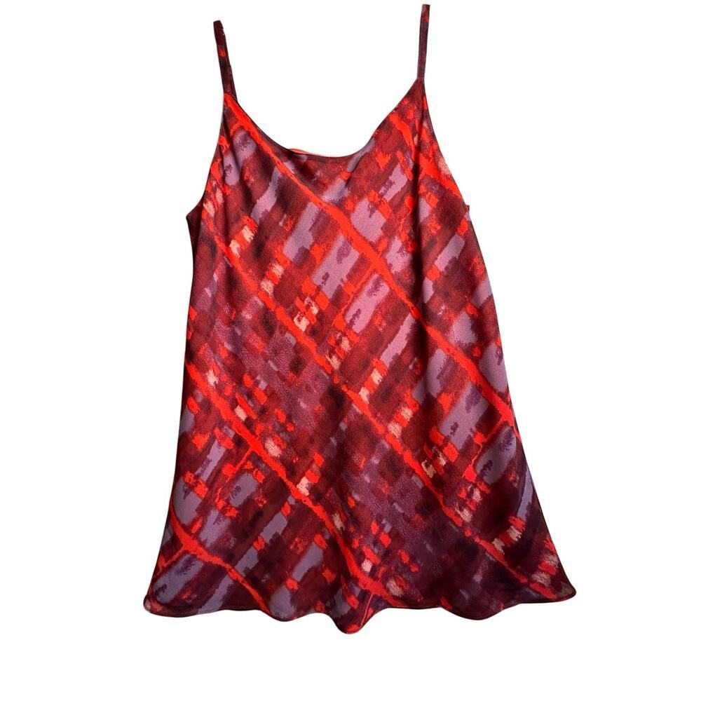 CABI Tank Top Shell Sz M Red Printed Layering‎ Adjustable Career Business Casual - Picture 10 of 16